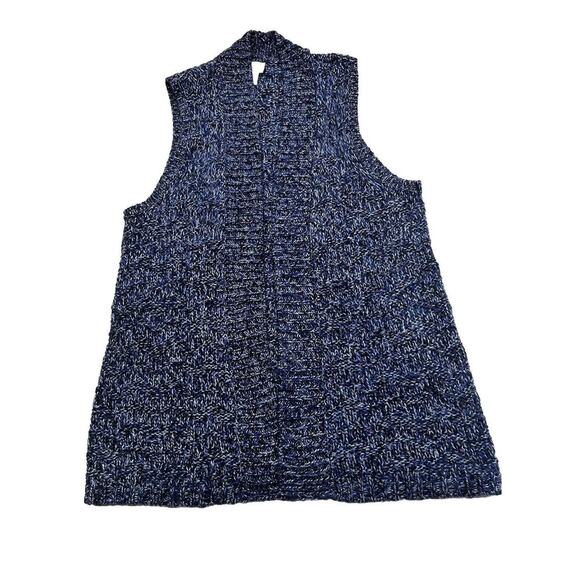 Chicos Women’s Sleeveless Open Knit Long Cardigan Sweater Size 2 Large Blue - Picture 3 of 10